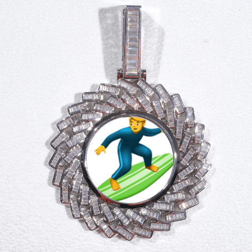 Large 3D Baguette Custom Picture Pendant