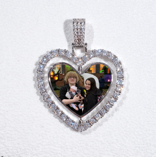 3D Spinning 2-Faced Heart Custom Picture Pendant