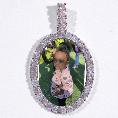 Large 3D Oval Custom Picture Pendant