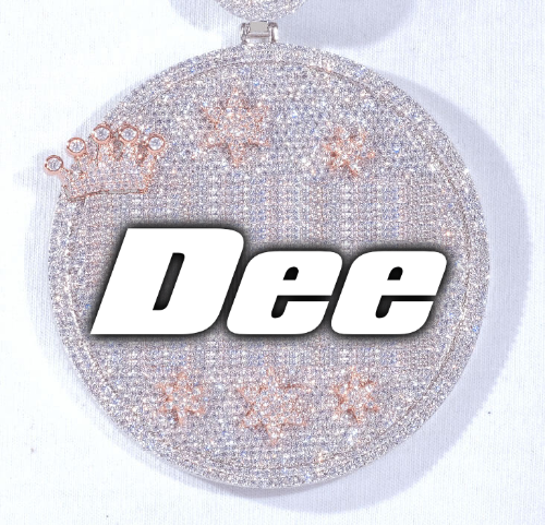 CUSTOM LETTER NECKLACE 3D BIG CROWN DISC