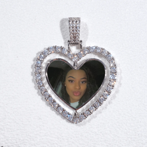 3D Spinning 2-Faced Heart Custom Picture Pendant