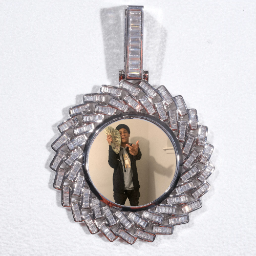 Large 3D Baguette Custom Picture Pendant
