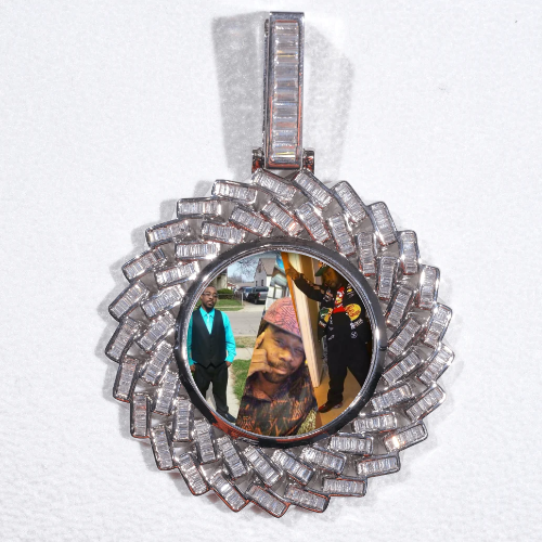 Large 3D Baguette Custom Picture Pendant
