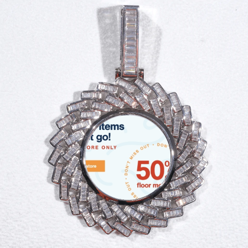 Large 3D Baguette Custom Picture Pendant