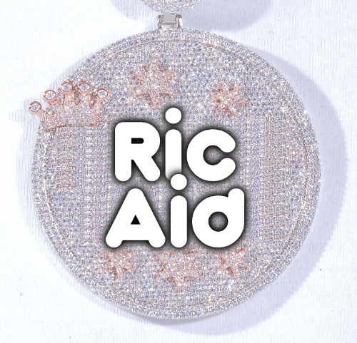 CUSTOM LETTER NECKLACE 3D BIG CROWN DISC