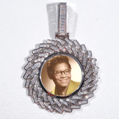 Large 3D Baguette Custom Picture Pendant