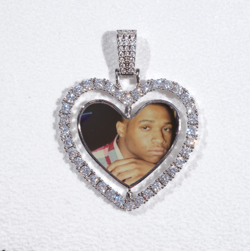 3D Spinning 2-Faced Heart Custom Picture Pendant