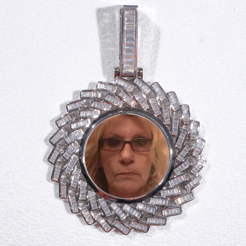Large 3D Baguette Custom Picture Pendant