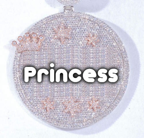 CUSTOM LETTER NECKLACE 3D BIG CROWN DISC