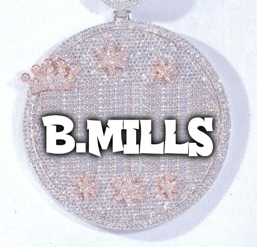 CUSTOM LETTER NECKLACE 3D BIG CROWN DISC