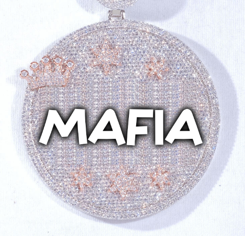 CUSTOM LETTER NECKLACE 3D BIG CROWN DISC