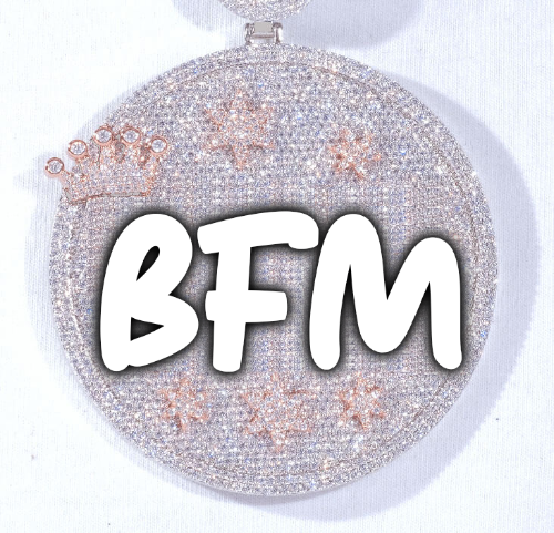 CUSTOM LETTER NECKLACE 3D BIG CROWN DISC