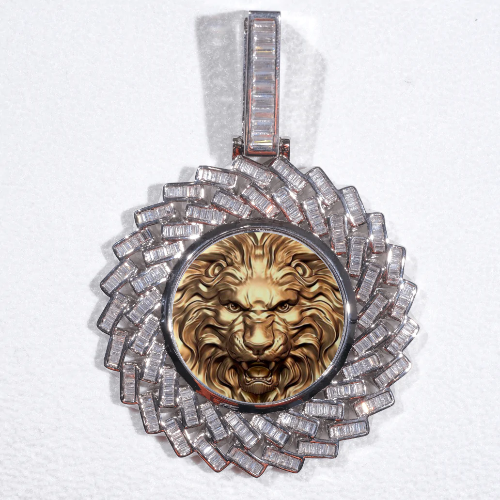 Large 3D Baguette Custom Picture Pendant