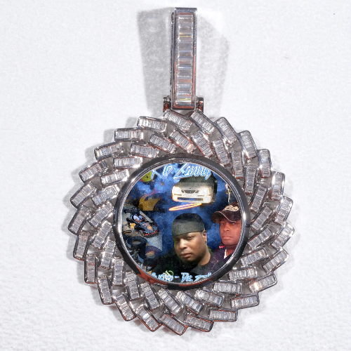 Large 3D Baguette Custom Picture Pendant