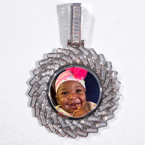 Large 3D Baguette Custom Picture Pendant