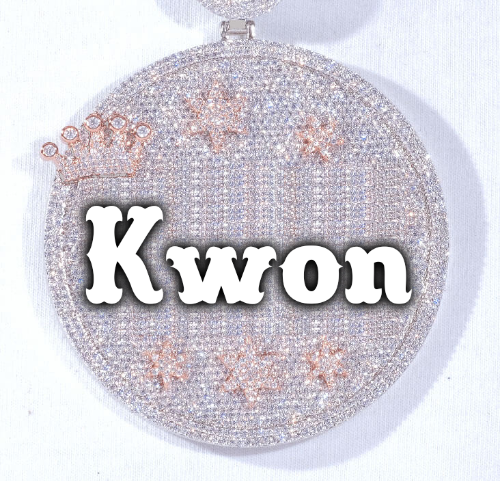 CUSTOM LETTER NECKLACE 3D BIG CROWN DISC