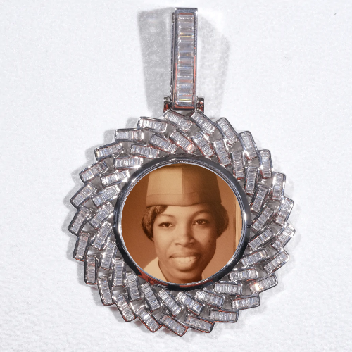 Large 3D Baguette Custom Picture Pendant