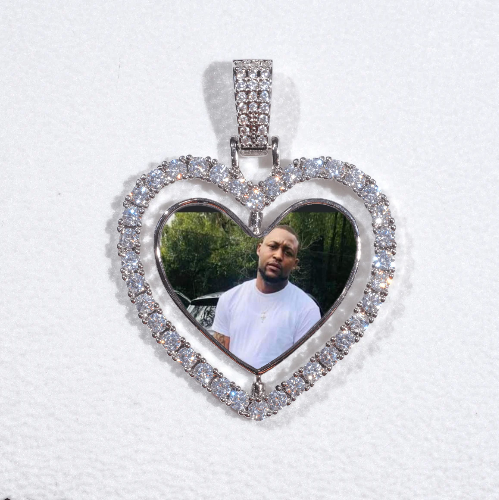 3D Spinning 2-Faced Heart Custom Picture Pendant