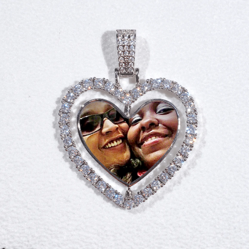 3D Spinning 2-Faced Heart Custom Picture Pendant