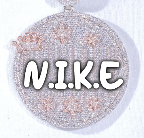 CUSTOM LETTER NECKLACE 3D BIG CROWN DISC