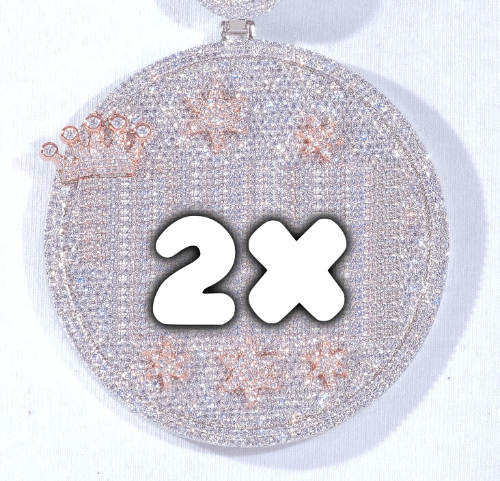 CUSTOM LETTER NECKLACE 3D BIG CROWN DISC
