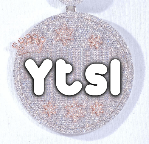 CUSTOM LETTER NECKLACE 3D BIG CROWN DISC