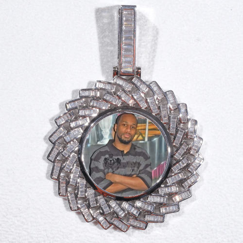 Large 3D Baguette Custom Picture Pendant