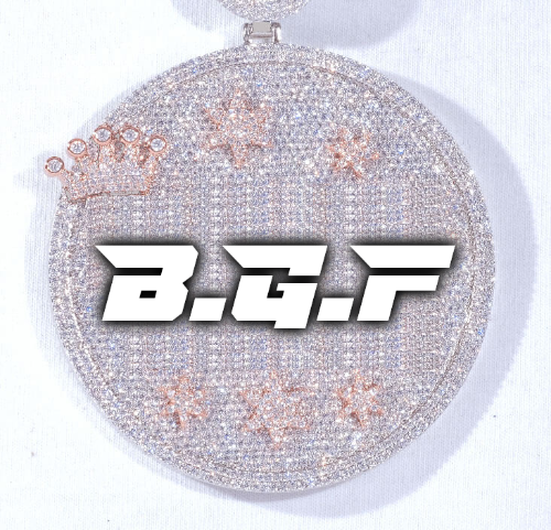 CUSTOM LETTER NECKLACE 3D BIG CROWN DISC
