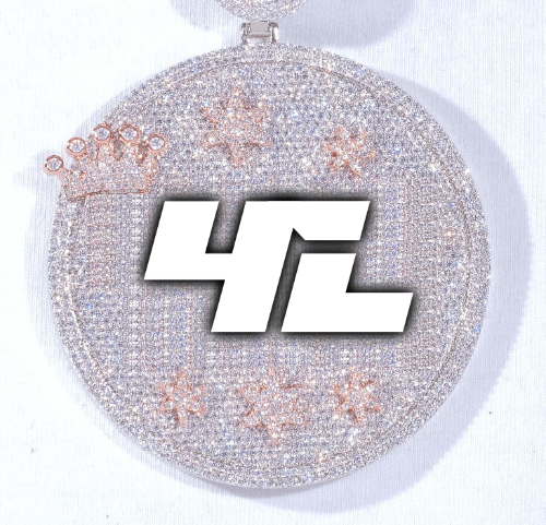 CUSTOM LETTER NECKLACE 3D BIG CROWN DISC