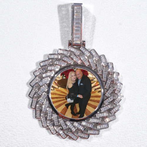 Large 3D Baguette Custom Picture Pendant