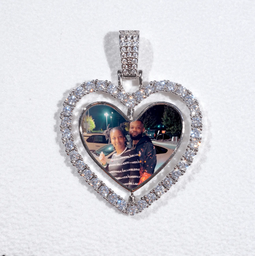 3D Spinning 2-Faced Heart Custom Picture Pendant