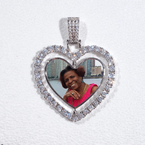 3D Spinning 2-Faced Heart Custom Picture Pendant