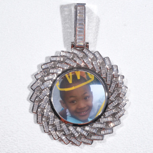 Large 3D Baguette Custom Picture Pendant