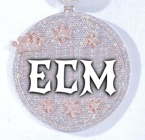CUSTOM LETTER NECKLACE 3D BIG CROWN DISC