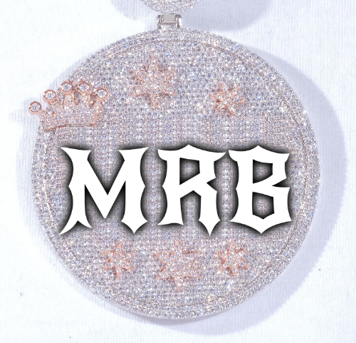 CUSTOM LETTER NECKLACE 3D BIG CROWN DISC