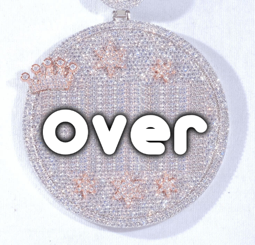 CUSTOM LETTER NECKLACE 3D BIG CROWN DISC