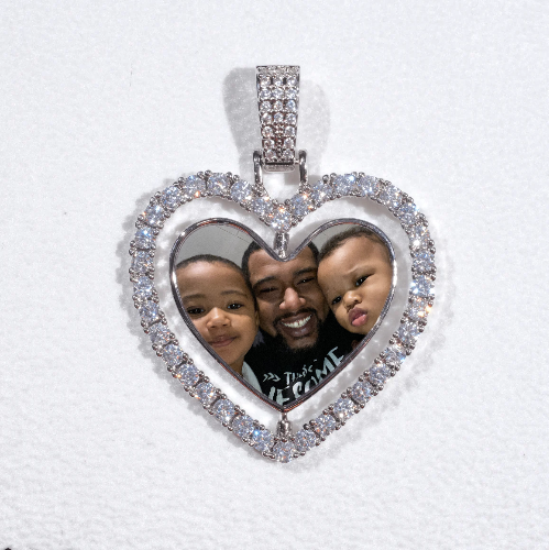 3D Spinning 2-Faced Heart Custom Picture Pendant