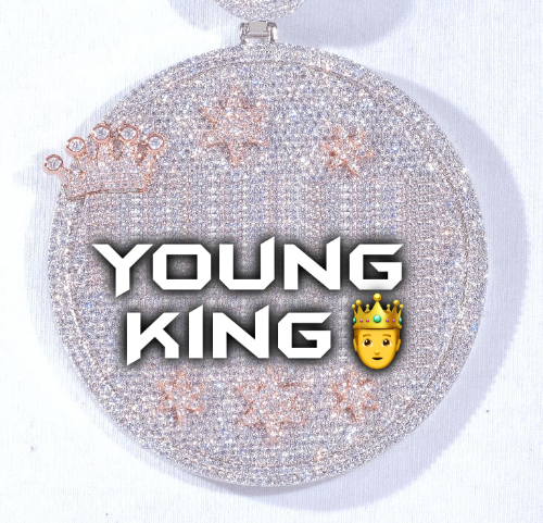 CUSTOM LETTER NECKLACE 3D BIG CROWN DISC