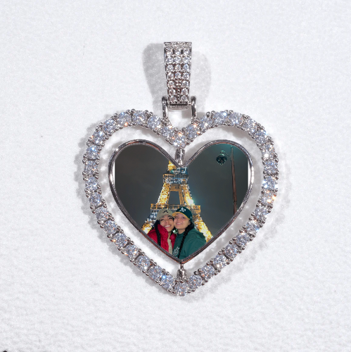3D Spinning 2-Faced Heart Custom Picture Pendant