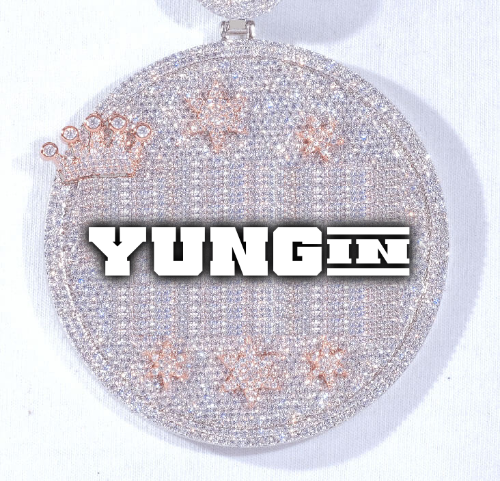 CUSTOM LETTER NECKLACE 3D BIG CROWN DISC