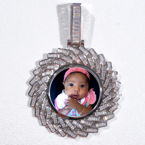 Large 3D Baguette Custom Picture Pendant