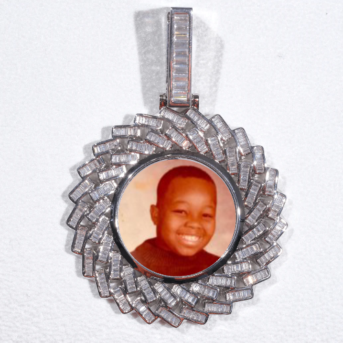 Large 3D Baguette Custom Picture Pendant