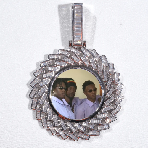 Large 3D Baguette Custom Picture Pendant