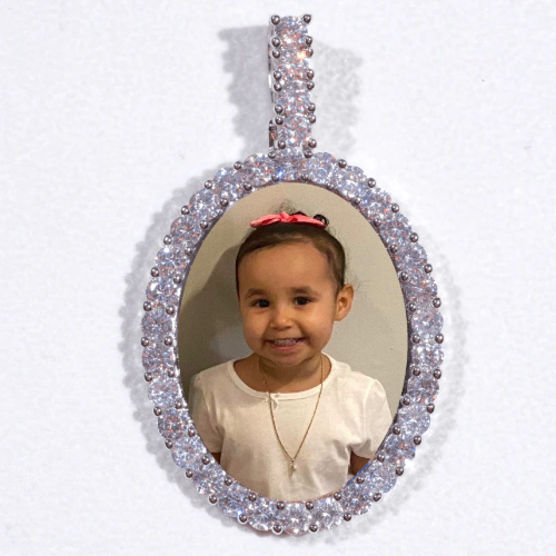 Large 3D Oval Custom Picture Pendant