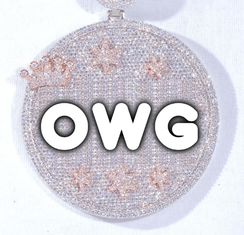 CUSTOM LETTER NECKLACE 3D BIG CROWN DISC