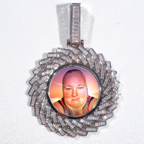 Large 3D Baguette Custom Picture Pendant
