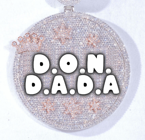 CUSTOM LETTER NECKLACE 3D BIG CROWN DISC