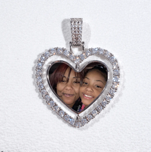 3D Spinning 2-Faced Heart Custom Picture Pendant