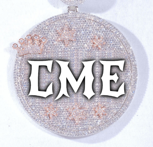 CUSTOM LETTER NECKLACE 3D BIG CROWN DISC