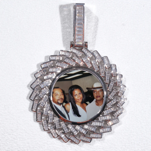 Large 3D Baguette Custom Picture Pendant
